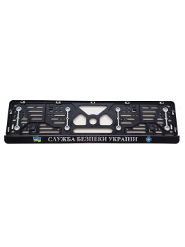 License plate frame with rubber gaskets and polymer sticker МВС України R22